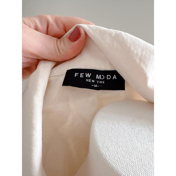 Few Moda Cotton Cropped Moto Jacket Lightweight Shacket Medium Ivory Cream - Picture 10 of 10